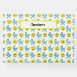 BLAUER-GELBEN-WEISSE BABY-PFLEGE SONNEN GÄSTEBUCH