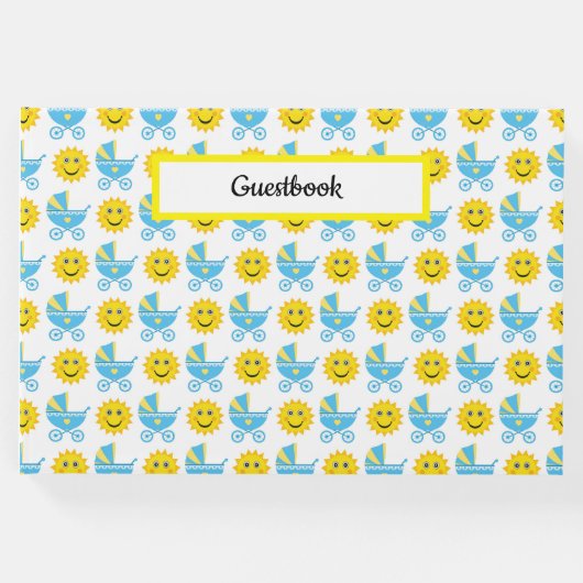BLAUER-GELBEN-WEISSE BABY-PFLEGE SONNEN GÄSTEBUCH (Vorderseite)