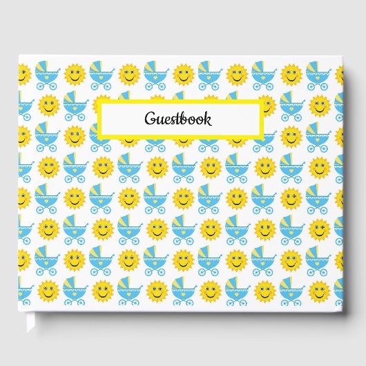 BLAUER-GELBEN-WEISSE BABY-PFLEGE SONNEN GÄSTEBUCH (Vorderseite)