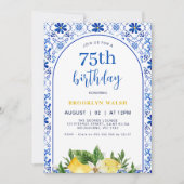 Blauer Gelber Arch Lemon Geburtstag Einladung (Vorderseite)