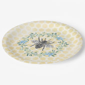 Blauer gelber Babyduschdekor Pappteller (Schrägansicht)