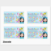 Blauer Gelber Cartoon Janitorial Reinigung Lady Rechteckiger Aufkleber (Blatt)