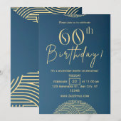 Blauer gelber Minimal 60. Geburtstag Einladung (Vorne/Hinten)