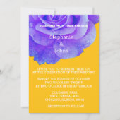 Blauer gelber Orangen Hochzeit von Boho Einladung (Vorderseite)