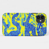 Blauer gelber orientalischer Drache-Kunst Iphone Case-Mate iPhone Hülle (Rückseite (Horizontal))