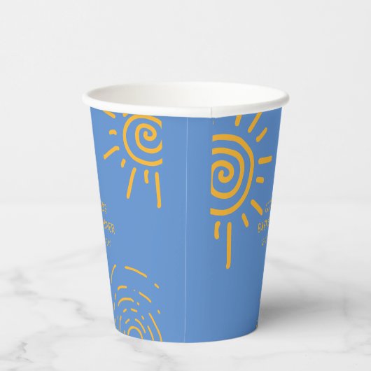 Blauer gelber Retro-Ray mit Sonnenschutzdusche Pappbecher (Rechts)