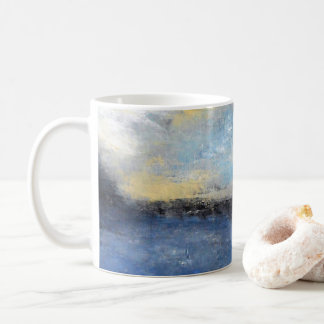 Blauer gelber Strand-abstrakte Tasse