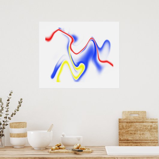 Blauer, gelber Swirl 1 Poster (Küche)