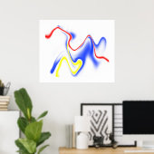 Blauer, gelber Swirl 1 Poster (Heimbüro)