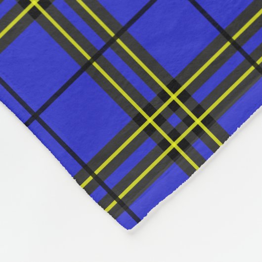 Blauer Gelber Tartan Fleecedecke (Ecke)