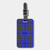 Blauer Gelber Tartan Gepäckanhänger (Vorderseite vertikal)