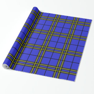 Blauer Gelber Tartan Geschenkpapier