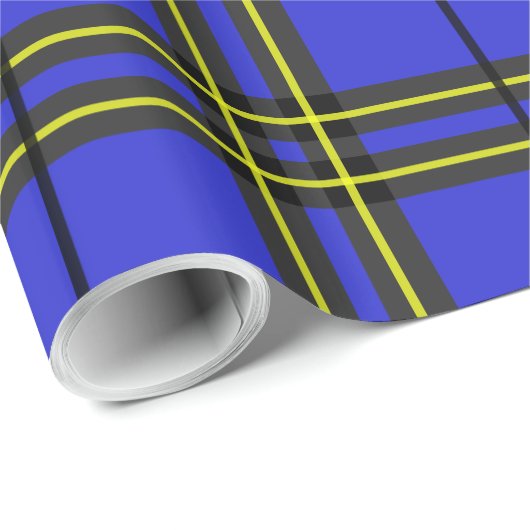 Blauer Gelber Tartan Geschenkpapier (Rolleneckpunkt)