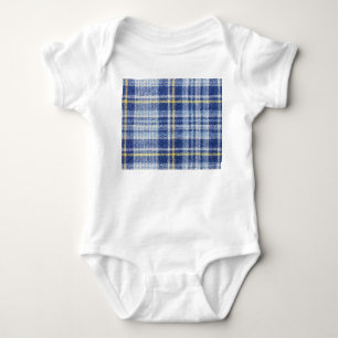 Blauer Gelber Tartan: Modische Karierte Baby Strampler