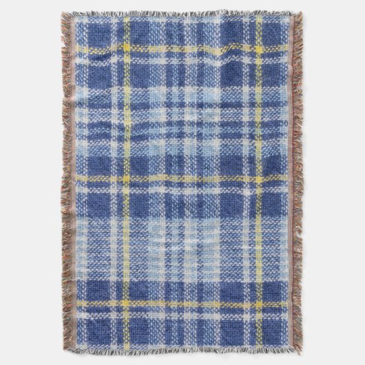 Blauer Gelber Tartan: Modische Karierte Decke (Vorderseite Vertikal)
