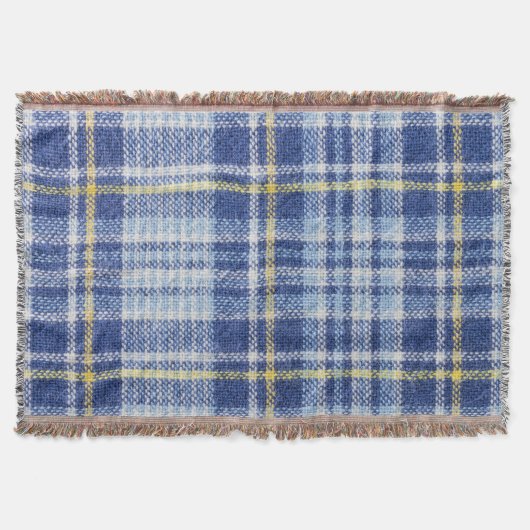 Blauer Gelber Tartan: Modische Karierte Decke (Vorderseite)