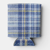 Blauer Gelber Tartan: Modische Karierte Dosenkühler (Vorderseite)
