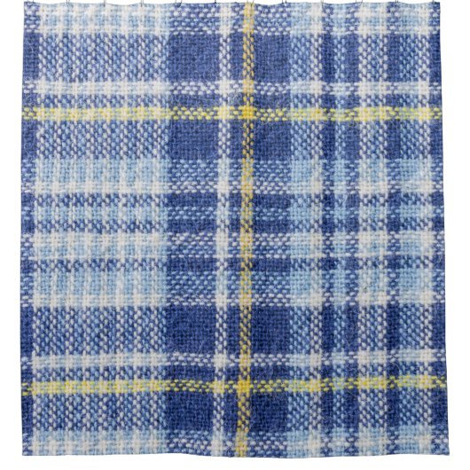Blauer Gelber Tartan: Modische Karierte Duschvorhang (Vorderseite)