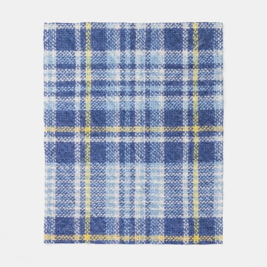 Blauer Gelber Tartan: Modische Karierte Fleecedecke (Vorderseite)