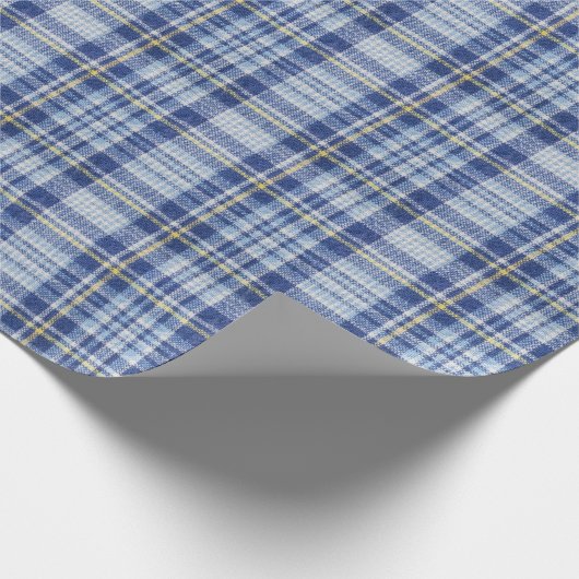 Blauer Gelber Tartan: Modische Karierte Geschenkpapier (Ecke)
