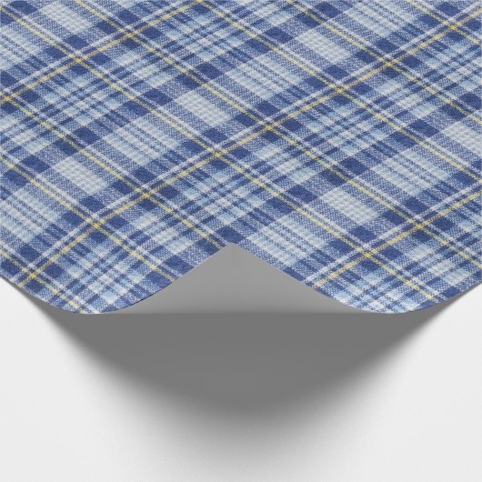 Blauer Gelber Tartan: Modische Karierte Geschenkpapier (Ecke)