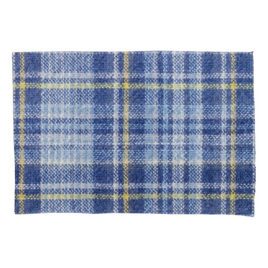 Blauer Gelber Tartan: Modische Karierte Kissenbezug (Vorderseite)