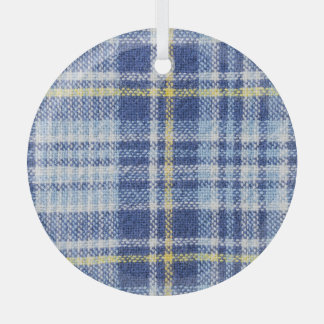Blauer Gelber Tartan: Modische Karierte Ornament Aus Glas