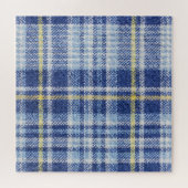 Blauer Gelber Tartan: Modische Karierte Puzzle (Horizontal)