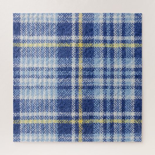 Blauer Gelber Tartan: Modische Karierte Puzzle (Vertikal)