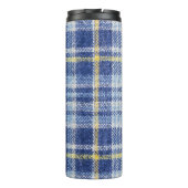 Blauer Gelber Tartan: Modische Karierte Thermosbecher (Rückseite)