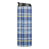 Blauer Gelber Tartan: Modische Karierte Thermosbecher (Nach rechts gedreht)