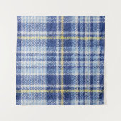 Blauer Gelber Tartan: Modische Karierte Wandteppich (Vorderseite)