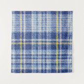 Blauer Gelber Tartan: Modische Karierte Wandteppich (Vorderseite (Horizontal))