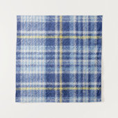 Blauer Gelber Tartan: Modische Karierte Wandteppich (Vorderseite)