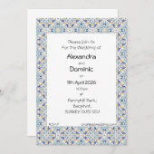 Blauer, gelber und weißer Rahmen Einladung (Vorne/Hinten)