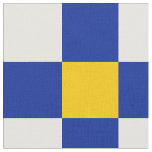 Blauer, gelber und weißer Schachbrettmuster Stoff