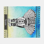 Blauer gelber Watercolor-Stammes- gemusterter Fleecedecke (Vorderseite (Horizontal))