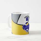 Blauer, gelber, weißer und grauer kaffeetasse (Vorderseite Links)