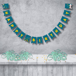 Blauer & gelber Zauber Geburtstag Wimpelkette