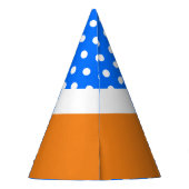Blauer, gelochter orangefarbener weißer Farbblock Partyhütchen (Rückseite)