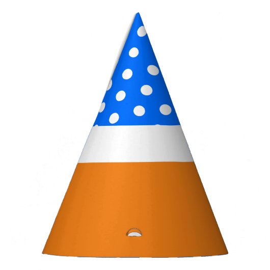 Blauer, gelochter orangefarbener weißer Farbblock Partyhütchen (Links)