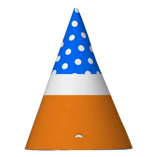 Blauer, gelochter orangefarbener weißer Farbblock Partyhütchen (Rechts)
