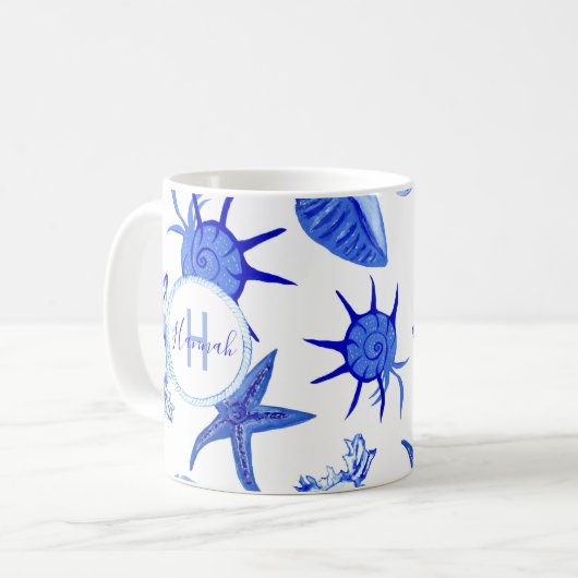 Blauer gemischter Maschendraht-kundenspezifischer  Kaffeetasse (Vorderseite Links)
