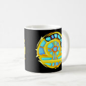 Blauer Gemstone farbiges Libra-Symbol Kaffeetasse (VorderseiteRechts)