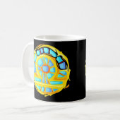 Blauer Gemstone farbiges Libra-Symbol Kaffeetasse (Vorderseite Links)