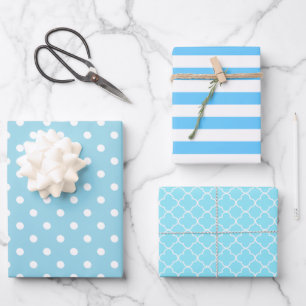 Blauer Gemustert Geschenkpapier Set