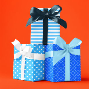 Blauer Gemustert Geschenkpapier Set