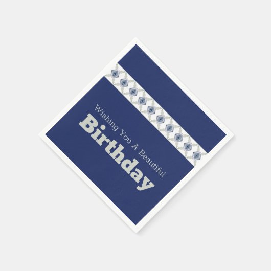 Blauer Gemusterter Akzent Serviette (Ecke)