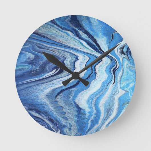 Blauer Geode Schein Runde Wanduhr (Vorderseite)