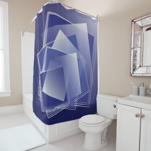 Blauer geometrischer Berst Duschvorhang (Beispiel)